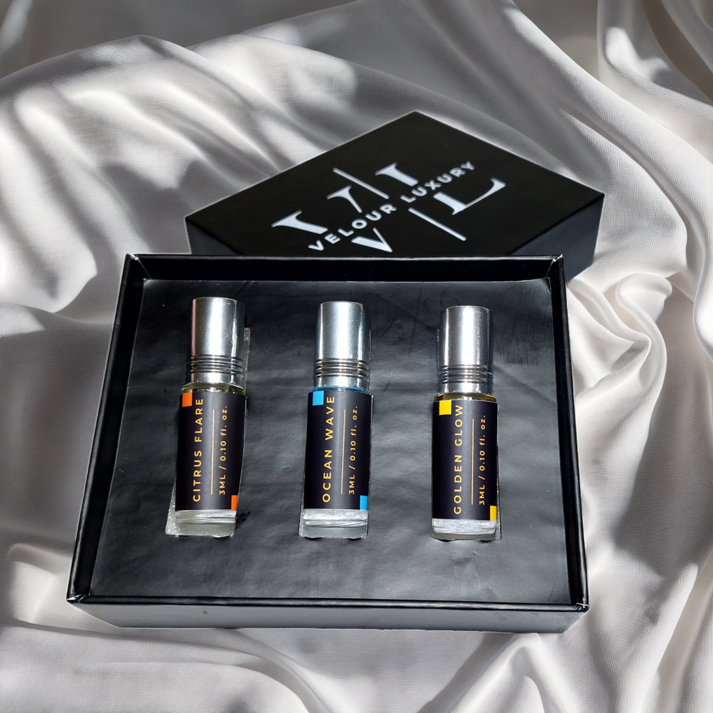 3-Piece Attar Combo – Fresh Vibes Edition (Citrus, Aqua & Vanilla Notes)