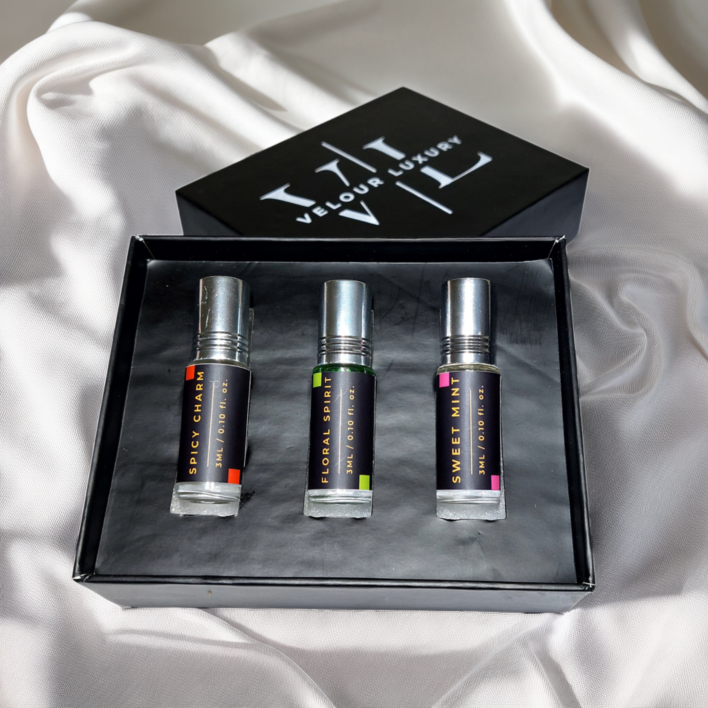 3-Piece Attar Combo – Signature Edition (Spicy, Floral & Sweet Notes)