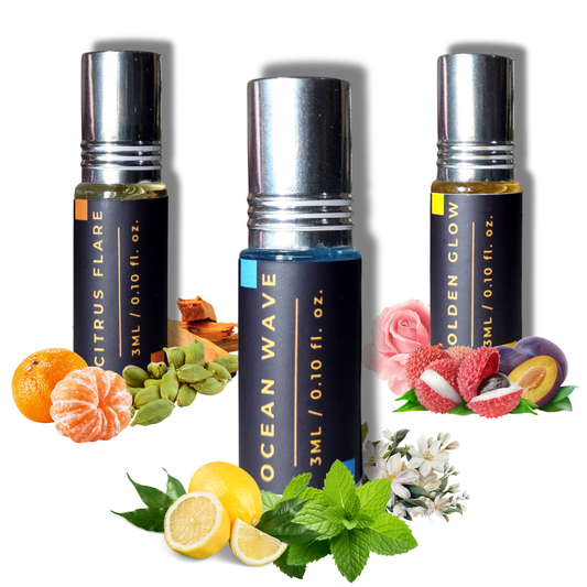 3-Piece Attar Combo – Fresh Vibes Edition (Citrus, Aqua & Vanilla Notes)