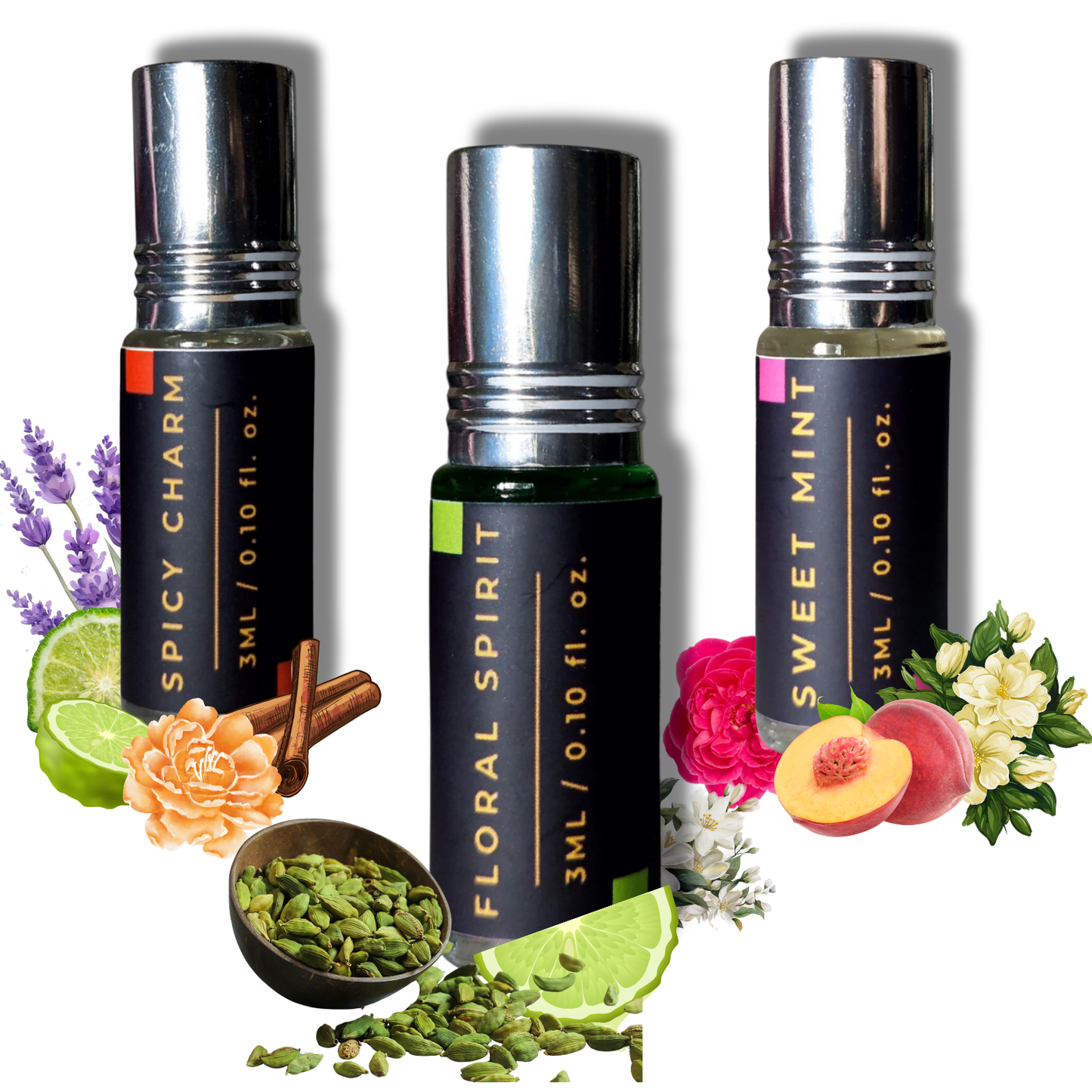 3-Piece Attar Combo – Signature Edition (Spicy, Floral & Sweet  Notes)