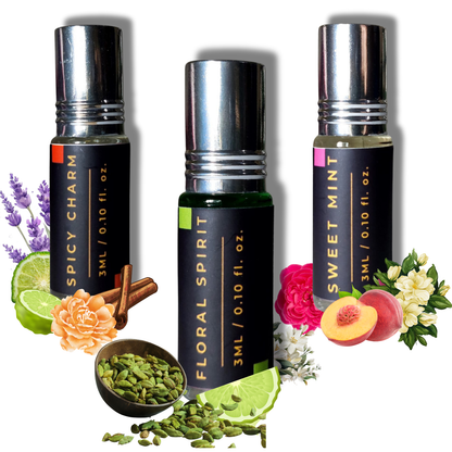 3-Piece Attar Combo – Signature Edition (Spicy, Floral & Sweet  Notes)