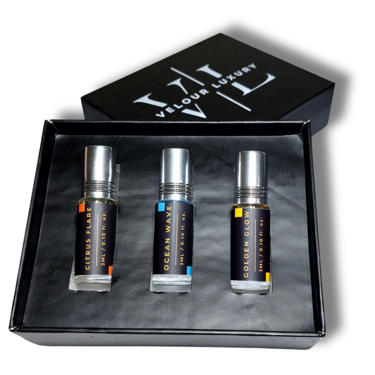 3-Piece Attar Combo – Fresh Vibes Edition (Citrus, Aqua & Vanilla Notes)