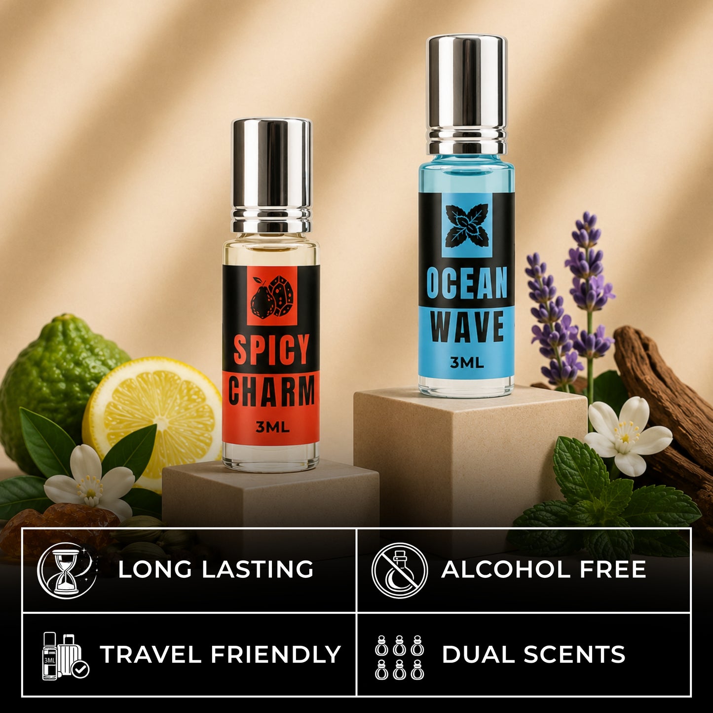 Ocean Wave And Spicy Charm Attar Perfume (3ml x 2)
